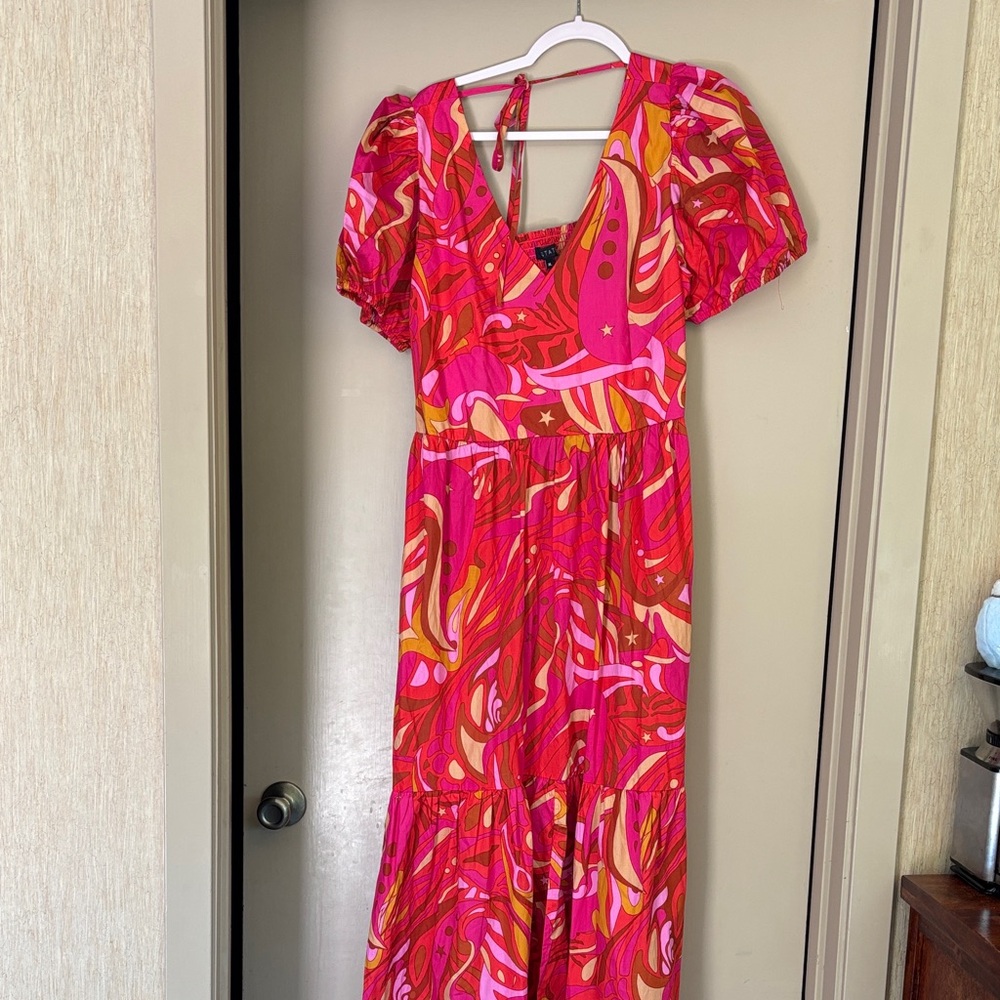 1. State Pink & Red Swirl Print Maxi Dress